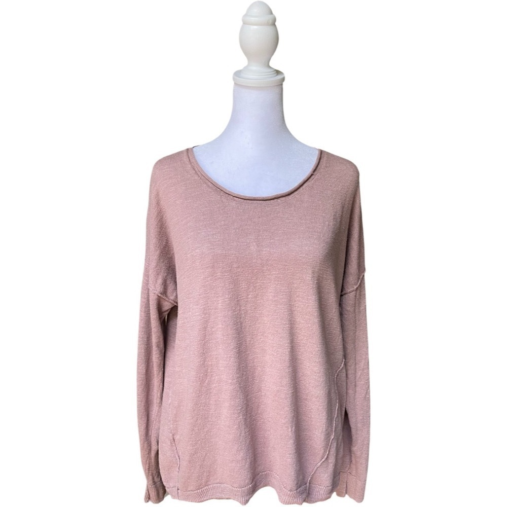 Madewell Linen/ Cotton Blend High Low Long Sleeve Top Size Medium
